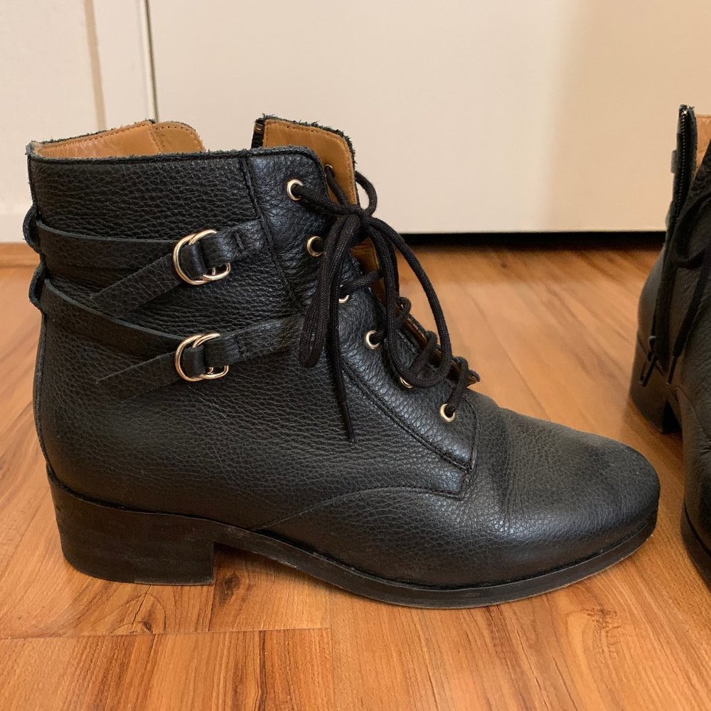 Sezane black low solene boots with buckles